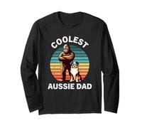 Il più bel cane Sasquatch Bigfoot Retro di Australian Shepherd Dad Maglia a Manica