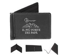 ''Il più forte dei papà'' Portafoglio da Uomo Personalizzato con Nome in Pelle Sintetica Nera Idea regalo Festa del papà Nonno Festa dei Nonni Idea regalo Natale Papà Babbo Compleanno