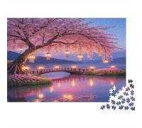 Il ponte dei ciliegi Rompicapo 1000 Pezzi In Incastro Perfetto,Un Tangram Per Antistress Adulti,Ideale Per Per La Decompressione E La Decorazione Delle Pareti,Regalo Di Compleanno 38x26cm/1000pcs