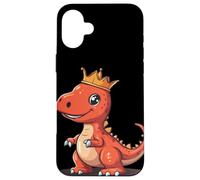 Il potente re dei dinosauri con una corona d'oro Custodia per iPhone 16 Plus