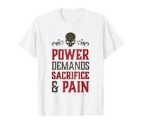 Il Potere del Cranio malvagio Richiede sacrificio e Dolore Caos demoniaco Inferno Maglietta con Stampa Grafica Economica, Uomo, Bianco, XL