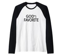 Il Preferito di Dio Testo Nero Progettato Maglia con Maniche Raglan