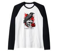 Il presagio del Corvo (Teschio e Rosa) Maglia con Maniche Raglan