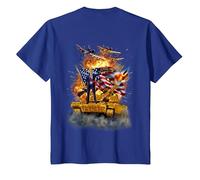 Il Presidente Donald Trump cavalca Un carro Armato d'oro Maglietta, Bambini, Blu Reale, 10 Anni