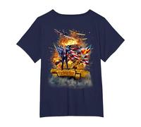 Il Presidente Donald Trump cavalca Un carro Armato d'oro Maglietta, Donna Plus-Size, Navy, 6X