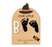 Il primo ricordo di Halloween del bambino - stampaggio in argilla sicura, casting bambino | Scheda passo Kit di artigianato piccola carta KeepSake con ornamento a mano tampone di inchiostro, kit di