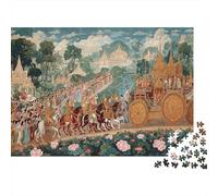 Il principe torna trionfante nella grande città, Stile murale thailandese Puzzle Sostenibili Con Motivi Per Adulti Da Gioco in Legno Di Alta Qualità 1000pcs (75x50cm)