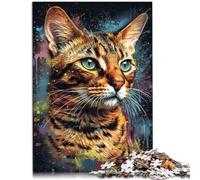 Il puzzle da 1000 pezzi per adulti "dipingere il gatto bengala" è una sfida educativa ed è adatto a tutta la famiglia 26 x 38 cm