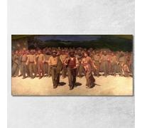 Il Quarto Stato G. Pellizza da Volpedo, gpv15 Quadro Stampato su Tela Fine Art, Intelaiato Pronto da Appendere, assemblato a Mano, 140x70 cm