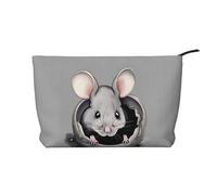Il ratto grigio ha stampato la borsa cosmetica del velluto a coste, borsa impermeabile di stoccaggio degli articoli da toeletta, Nero , Taglia unica