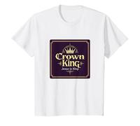 Il re della Corona Gesù è Il re Fede Cristiana Regale Maglietta, Bambini, Bianco, 12 Anni