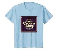 Il re della Corona Gesù è Il re Fede Cristiana Regale Maglietta, Bambini, Celeste, 8 Anni