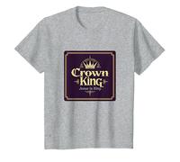 Il re della Corona Gesù è Il re Fede Cristiana Regale Maglietta, Bambini, Grigio Melange, 4 Anni