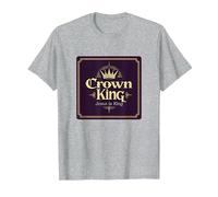 Il re della Corona Gesù è Il re Fede Cristiana Regale Maglietta, Uomo, Grigio Melange, 6XL