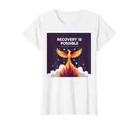 Il Recupero è Possibile Phoenix Rising Inspirational Maglietta, Donna, Bianco, M