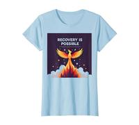 Il Recupero è Possibile Phoenix Rising Inspirational Maglietta, Donna, Celeste, M