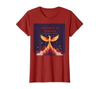Il Recupero è Possibile Phoenix Rising Inspirational Maglietta, Donna, Mirtillo Rosso, XL