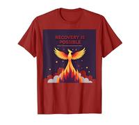 Il Recupero è Possibile Phoenix Rising Inspirational Maglietta, Uomo, Mirtillo Rosso, L