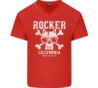 Il Rocker Rock N Rotolo Musica Teschio Uomo Scollo A V Cotone T-Shirt