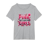 Il Rosa Non è Solo per Ragazze Pink Boys Dinosaur Soccer Fun Maglietta, Donna Plus-Size, Grigio Melange, 3X