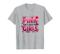 Il Rosa Non è Solo per Ragazze Pink Boys Dinosaur Soccer Fun Maglietta, Uomo, Grigio Melange, L