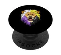 Il Ruggente Potere Dell'orgoglio Leonino Non Binario Enby PopSockets PopGrip Adesivo