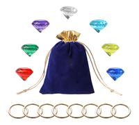 Il sacchetto blu con riccio include gemme di diamante acrilico anelli di potere d'oro per feste di compleanno forniture per feste per bambini.