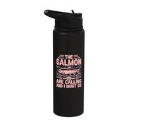 Il salmone sta chiamando e devo andare a pescare il salmone Stainless Steel Insulated Water Bottle