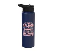 Il salmone sta chiamando e devo andare a pescare il salmone Stainless Steel Insulated Water Bottle
