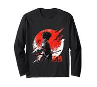 Il samurai nero nel guerriero giapponese Vaporwave retrò Maglia a Manica