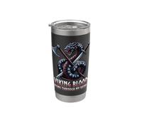 Il sangue vichingo scorre attraverso le mie vene Runic Dragon Axe Spada Bicchiere termico in acciaio inox doppia parete