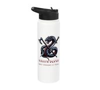 Il sangue vichingo scorre attraverso le mie vene Runic Dragon Axe Spada Stainless Steel Insulated Water Bottle