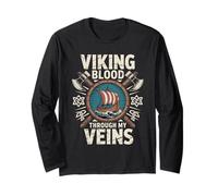 Il Sangue Vichingo scorre nelle Mie vene Mitologia norrena Valhalla Maglia a Manica