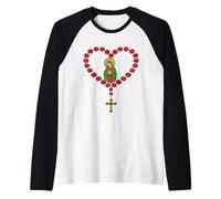 Il Santo Rosario Vergine Maria Cattolici. Cuore Maglia con Maniche Raglan
