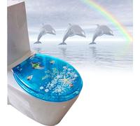Il Sedile del Water Si chiude Lentamente e Si rimuove Facilmente per la Pulizia, Tipo U/V/O Universale, Facile da installare, Effetto 3D Decorativo con Stelle Marine Blu Oceano e Gialle per Una r