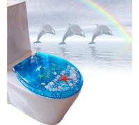 Il Sedile del Water Si chiude Lentamente e Si rimuove Facilmente per la Pulizia, Tipo U/V/O Universale, Facile da installare, Effetto 3D Decorativo con Stelle Marine Blu Oceano e Gialle per Una r