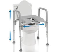 Il sedile WC rialzato Ultimate™, votato #1 più confortevole, imbottito con braccioli, altezza regolabile, sedile WC rialzato di alta qualità con braccioli per WC standard e allungati.