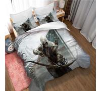 Il Set Copripiumino Assassin's Creed Rosso Blu Include 2 Federe (220x240cm,Assassin's Creed 04)
