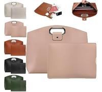 Il set da 2 pezzi: sofisticato set da lavoro in pelle impermeabile per laptop e tote, letterale set da 2 pezzi per laptop e borse, grande borsa da lavoro per laptop e custodie per pad, rosa, 16.53"L x