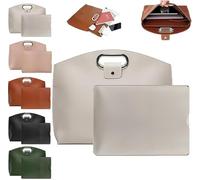 Il set da 2 pezzi: sofisticato set da lavoro in pelle impermeabile per laptop e tote, letterale set da 2 pezzi per laptop e borse, grande borsa da lavoro per laptop e custodie per pad, bianco, 16.53"L