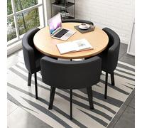 Il set da cucina rotondo da 5 pezzi include 1 tavolo rotondo e 4 eleganti sedie, perfetto per la casa, la sala da pranzo o la sala conferenze, design salvaspazio