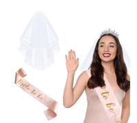 Il set da sposa include un velo da sposa bianco puro e una sposa color champagne da donna, addio al nubilato, festa di addio al nubilato, fotografia di matrimonio