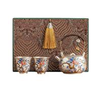 Il set da tè Kung Fu in ceramica argento è fresco, squisito e pratico per uso domestico, una pentola da due tazze [scatola con nappe]