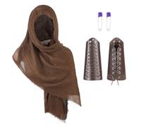Il set di accessori per costume da cavaliere medievale di Halloween include sciarpa retrò per la testa, in pelle, bracciale, regolabile, stile rinascimentale, scialle con cappuccio, per costume da