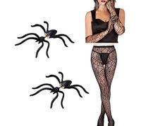 Il set di costumi di Halloween include 1 pezzo di collant con ragnatela di Halloween, 1 paio di orecchini a forma di ragno, 1 paio di guanti con ragnatela per l'accessorio del costume di Halloween