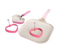 Il set di pentole antiaderente di Paris Hilton Breakfast Ceramic comprende una padella di fritta a forma di cuore a piastra quadrata e due anelli di