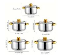 Il set di pentole in acciaio inossidabile da 5 pezzi include una pentola multiuso for zuppa con coperchio, perfetta for stufare e cucinare