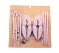 Il set di strumenti in plastica per schiacciare le zampe di granchio include 2 cracker artigli, 3 forchette e 3 cucchiai per una preparazione efficiente dei frutti di mare a casa o al lavoro (rosa)