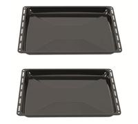Il set di teglie da forno smaltate ICQN 44,5x37,5x2,5 cm comprende due teglie identiche progettate per i forni che utilizzano lo standard 445 mm, come Candy e il gruppo Whirlpool.