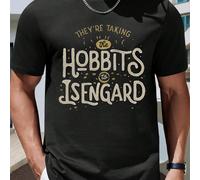 Il Sig no re de gli An elli: T-shirt Hobbit di Isengard, t-shirt girocollo da uomo, 220 g/m², estiva, in puro cotone, manica corta (1 pezzo) T-shirt da uomo a maniche corte e scollo tondo, casual, sta